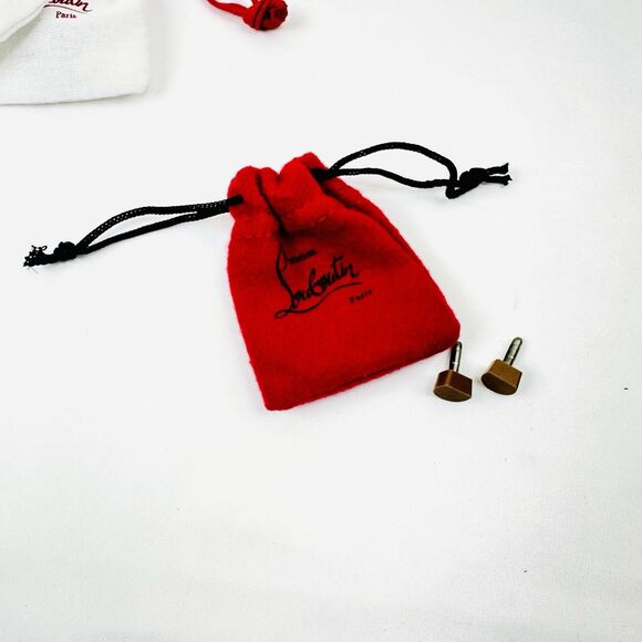 Christian Louboutin Pump Heel tips Replacement In Red Fabric Bag, Authentic - Picture 1 of 5